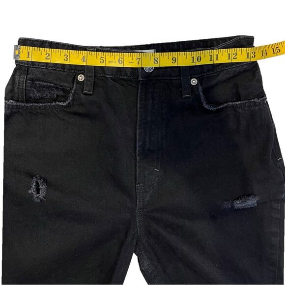 Free People Black My Own Lane Distressed High Rise Straight Leg Jeans Size 26 - Picture 13 of 16